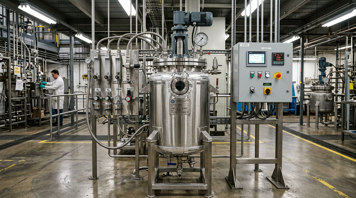 Pilot-scale hydrogenation autoclave used for the catalytic nitro-reduction step in hydroxybenzomorpholine industrial production